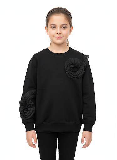 Pull Fille Rose Poudré & Noir — 823652