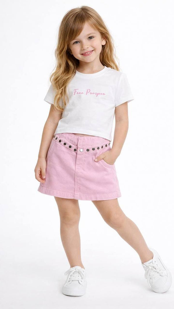 ENSEMBLE T-SHIRT ET JUPE À DETAILS RIVETS 15233