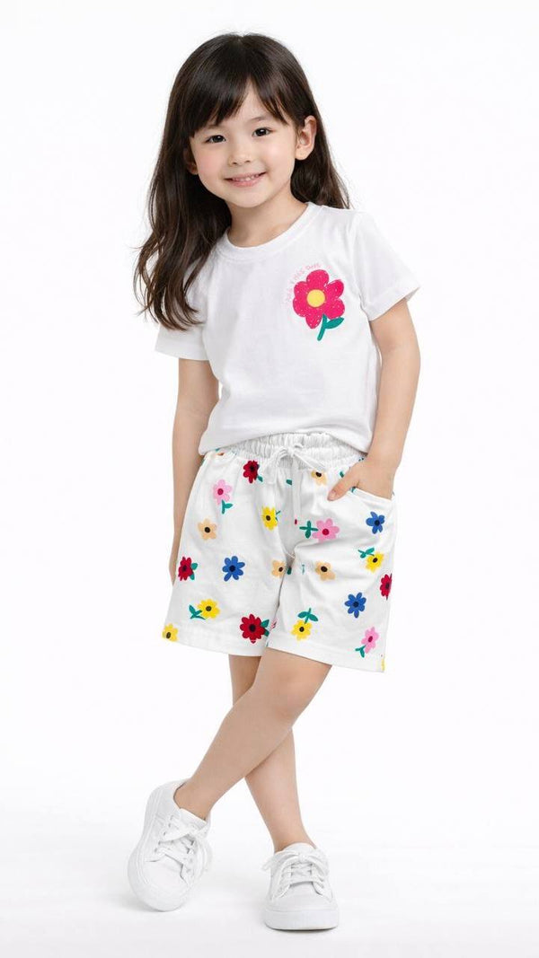 ENSEMBLE 2PCS T-SHIRT ET SHORT À FLEURS 16038