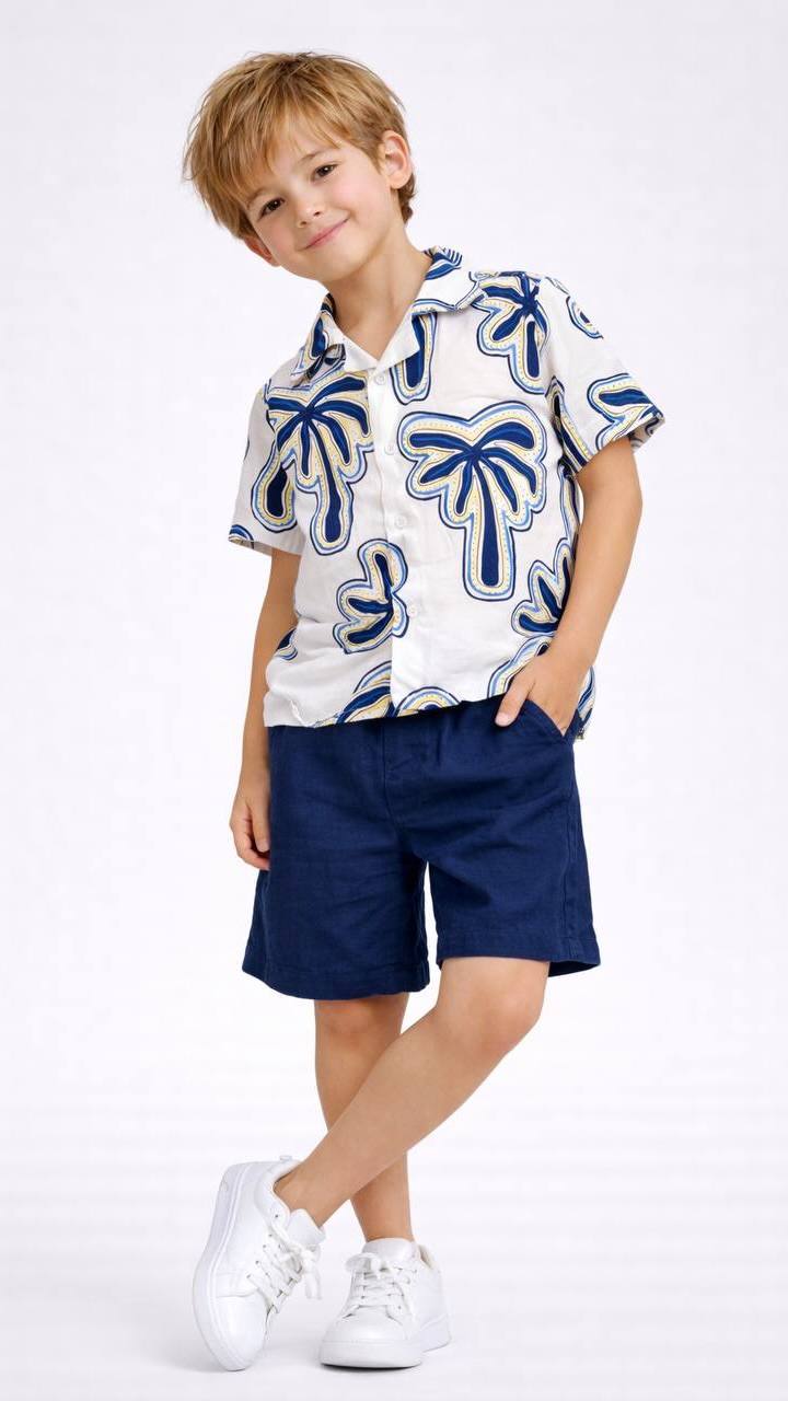 ENSEMBLE 2PCS CHEMISE TROPICALE ET SHORT 13580.