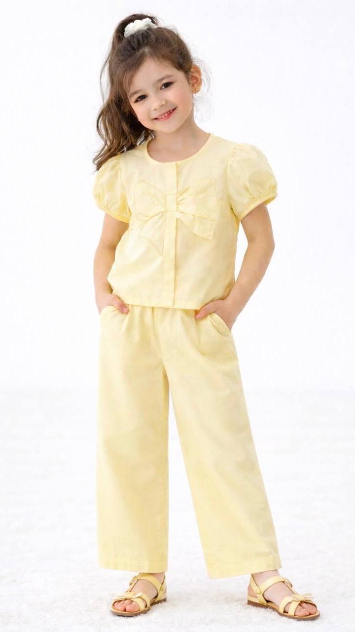 ENSEMBLE 2PCS BLOUSE À MANCHES BOUFFANTES ET PANTALON LARGE 16061.