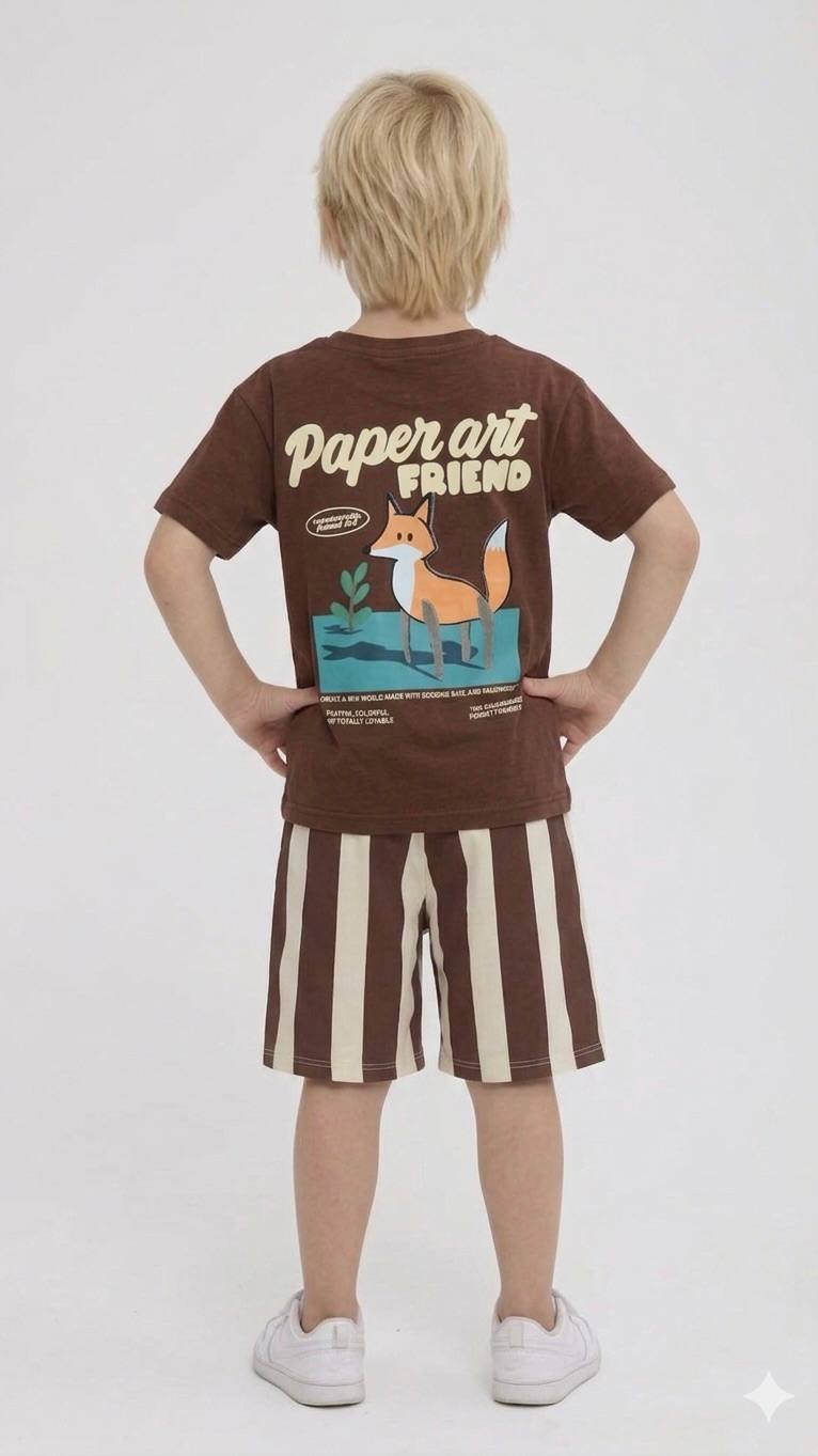 ENSEMBLE "Petit Renard" - T-shirt et Short Rayé 5443.