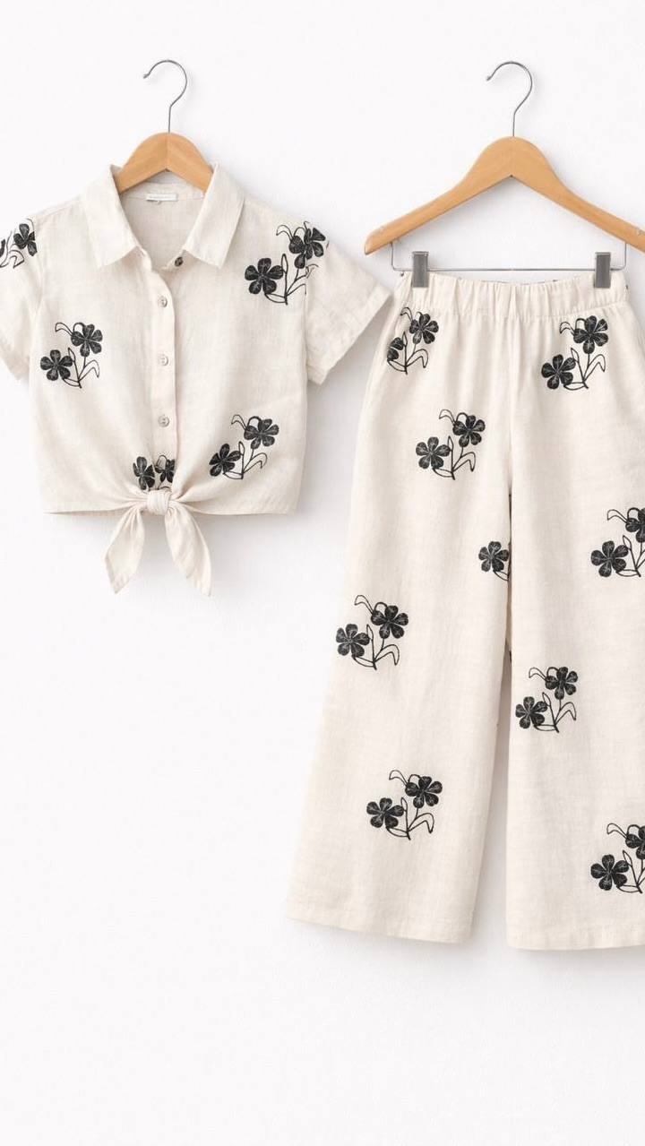 ENSEMBLE 2PCS CHEMISE ET PANTALON À FLEURS 13504.