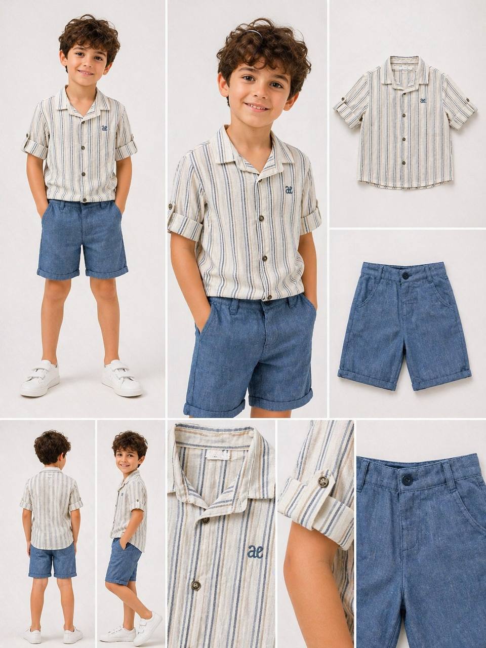 ENSEMBLE 2PCS CHEMISE À RAYURES ET BERMUDA 8127