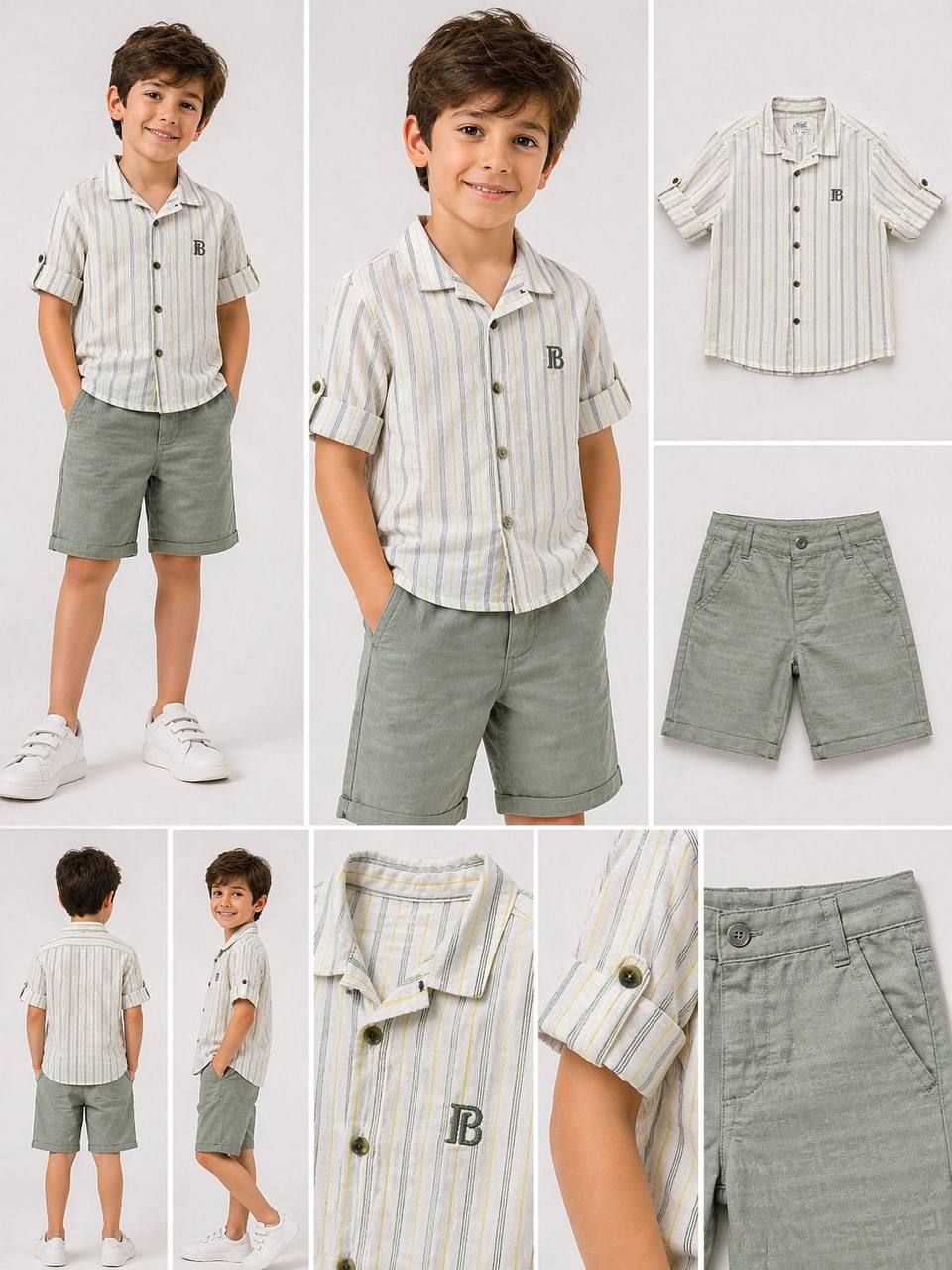 ENSEMBLE 2PCS CHEMISE COL RAYÉE ET BERMUDA 8229.