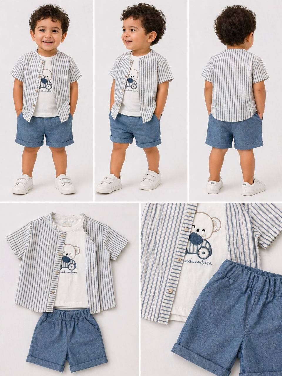 ENSEMBLE SURCHEMISE RAYÉE ET T-SHIRT ET BERMUDA 8200