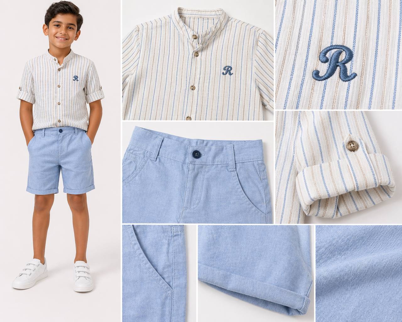 ENSEMBLE 2PCS CHEMISE À RAYURES ET BERMUDA SHORT 8128.