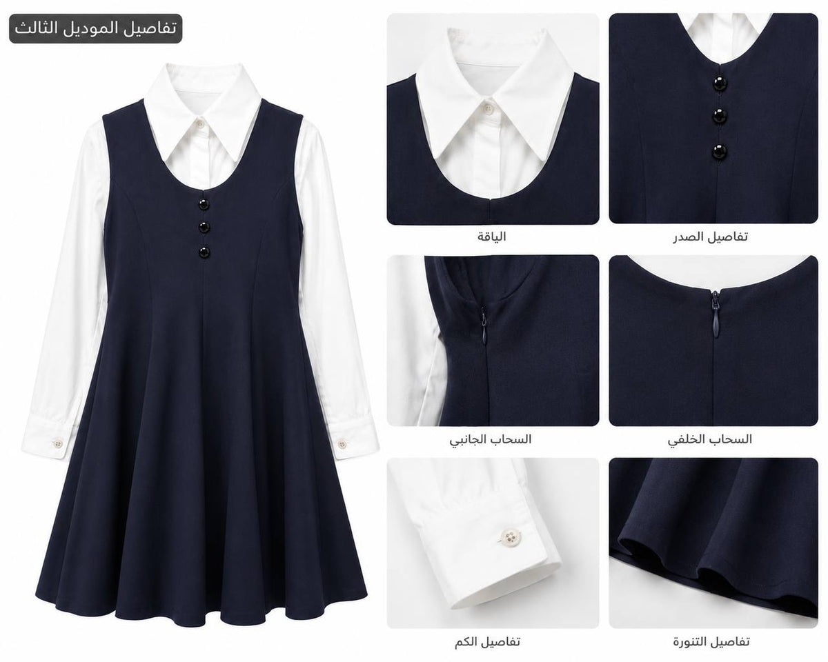 Robe uniforme scolaire 2 pièces fille — Bleu marine, 12 à 16 ans — Réf. 962
