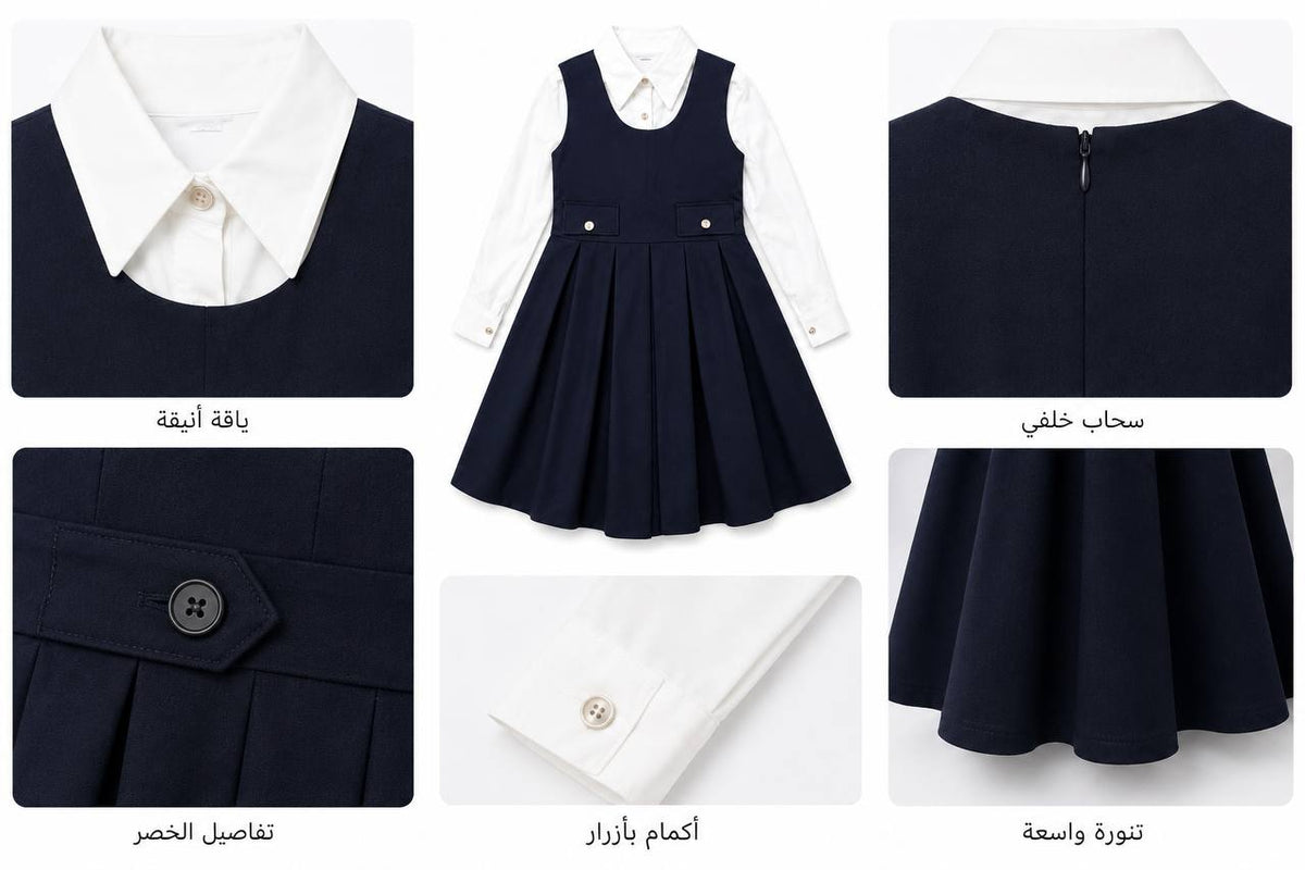 Robe uniforme scolaire 2 pièces fille — Bleu marine, 12 à 16 ans — Réf. 963